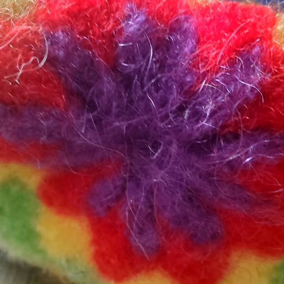 Felted Planter Cover rainbow checkered - Picture 3 of 6